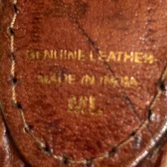 Genuine Brown Leather Belt Solid Brass Buckle- Size M/L - Picture 3 of 6